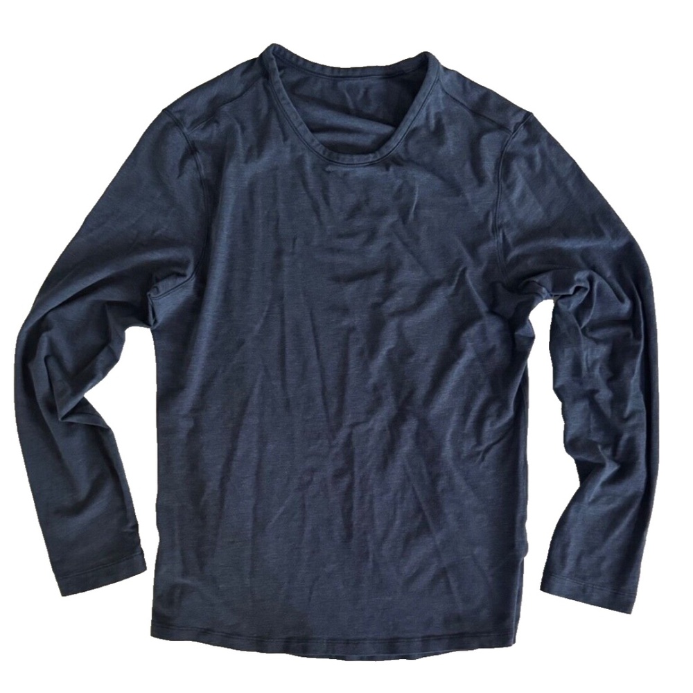 Lululemon Mens Size Small Crew Neck Tee T-Shirt Blue Pullover Long Sleeves